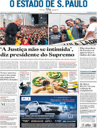 Capa do jornal Estadão 29/03/2018