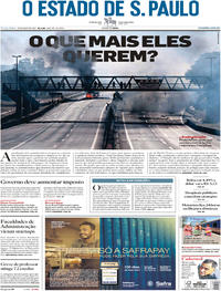 Capa do jornal Estadão 29/05/2018