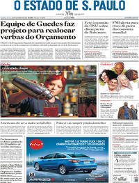 Capa do jornal Estadão 29/11/2018