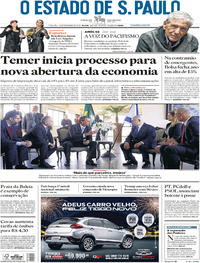 Capa do jornal Estadão 29/12/2018