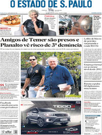Capa do jornal Estadão 30/03/2018