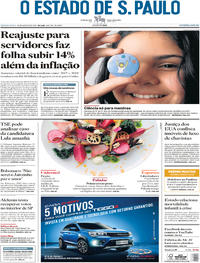 Capa do jornal Estadão 30/08/2018