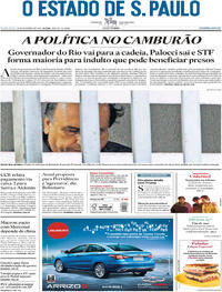 Capa do jornal Estadão 30/11/2018