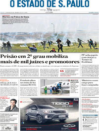 Capa do jornal Estadão 31/03/2018