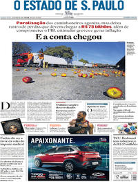 Capa do jornal Estadão 31/05/2018