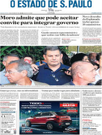 Capa do jornal Estadão 31/10/2018