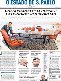 Capa do jornal Estadão 01/01/2019