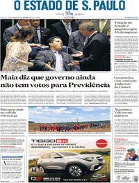 Capa do jornal Estadão 02/02/2019