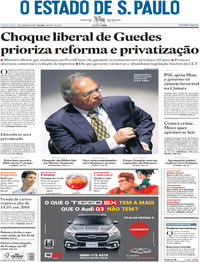 Capa do jornal Estadão 03/01/2019