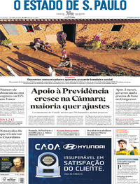 Capa do jornal Estadão 07/04/2019