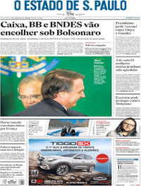 Capa do jornal Estadão 08/01/2019