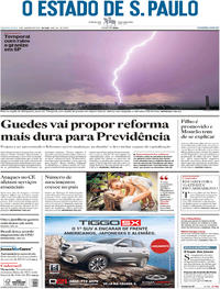 Capa do jornal Estadão 09/01/2019