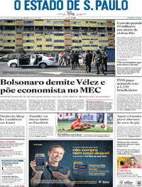 Capa do jornal Estadão 09/04/2019