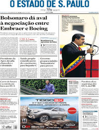 Capa do jornal Estadão 11/01/2019