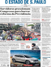 Capa do jornal Estadão 11/03/2019
