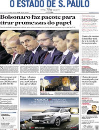 Capa do jornal Estadão 12/04/2019