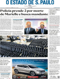 Capa do jornal Estadão 13/03/2019