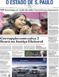 Capa do jornal Estadão 15/03/2019