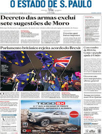 Capa do jornal Estadão 16/01/2019