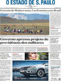 Capa do jornal Estadão 23/02/2019
