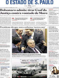Capa do jornal Estadão 26/04/2019