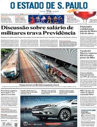 Capa do jornal Estadão 28/02/2019