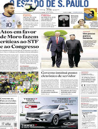 Capa do jornal Estadão 01/07/2019