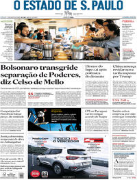 Capa do jornal Estadão 03/08/2019