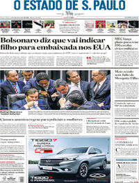 Capa do jornal Estadão 12/07/2019