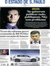 Capa do jornal Estadão 14/06/2019