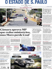 Capa do jornal Estadão 23/05/2019