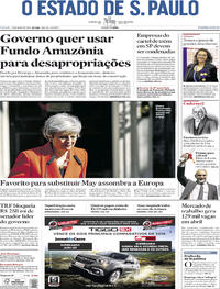 Capa do jornal Estadão 25/05/2019