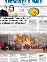 Capa do jornal Estadão 01/05/2020