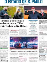 Capa do jornal Estadão 03/11/2020