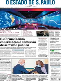 Capa do jornal Estadão 04/09/2020
