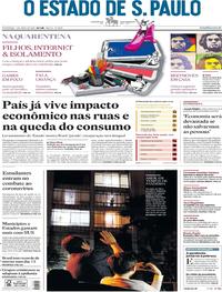 Capa do jornal Estadão 05/04/2020