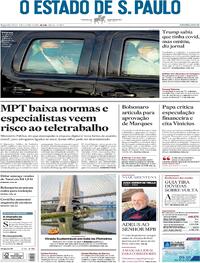 Capa do jornal Estadão 05/10/2020