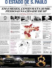 Capa do jornal Estadão 06/08/2020