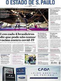 Capa do jornal Estadão 06/09/2020