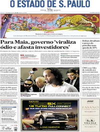 Capa do jornal Estadão 07/03/2020