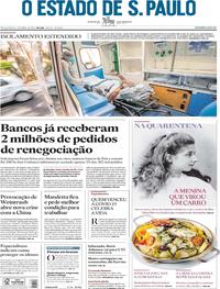 Capa do jornal Estadão 07/04/2020