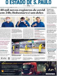 Capa do jornal Estadão 08/07/2020