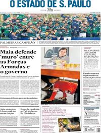 Capa do jornal Estadão 09/08/2020