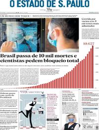 Capa do jornal Estadão 10/05/2020