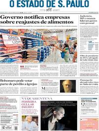 Capa do jornal Estadão 10/09/2020