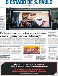 Capa do jornal Estadão 11/07/2020