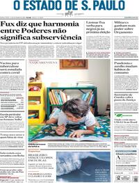 Capa do jornal Estadão 11/09/2020