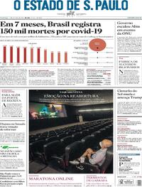 Capa do jornal Estadão 11/10/2020