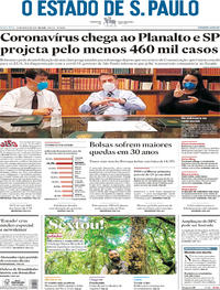 Capa do jornal Estadão 13/03/2020