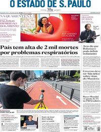 Capa do jornal Estadão 13/04/2020